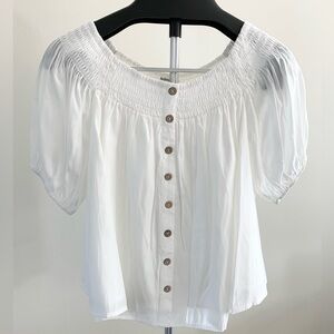 Lalavon Silky Short Sleeved Button Down Top